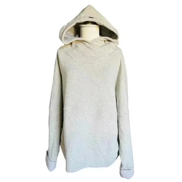 Prana Women’s Paskal Wool Blend Hoodie Bone Gray Front Pocket Sz XL - Picture 3 of 12